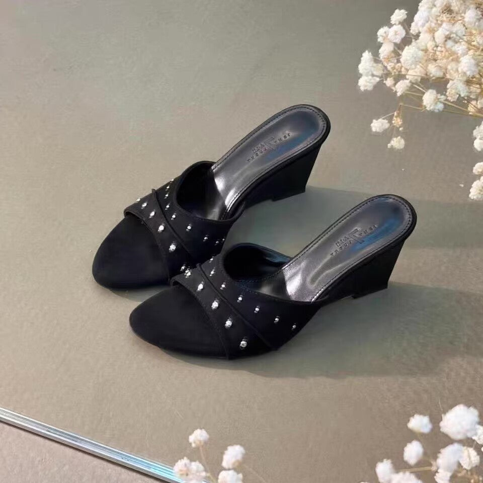 Femmes Minimaliste française Casual Toe Round Wedge Sandales