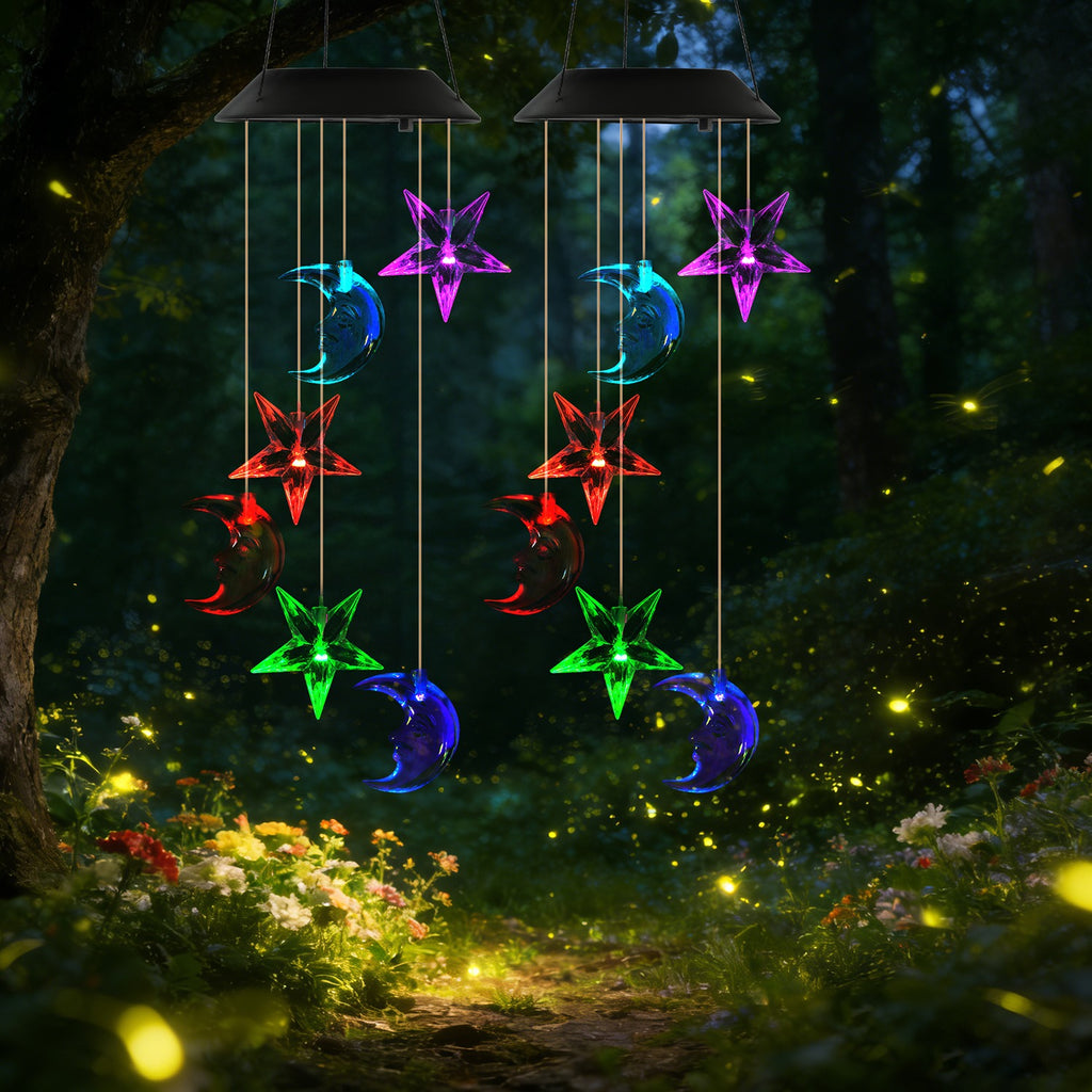 1Pc 2Pc Quantité Options Solaire Lune et Étoile Vent Chime 7 Couleur Changement de vent Chime pour Ou