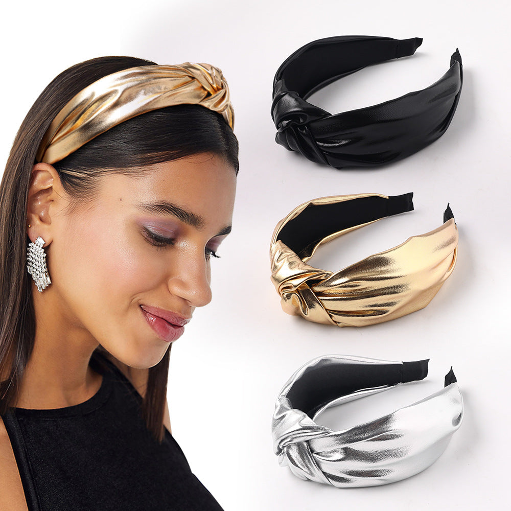 Tissu brillant épingle à cheveux à noeud moyen
