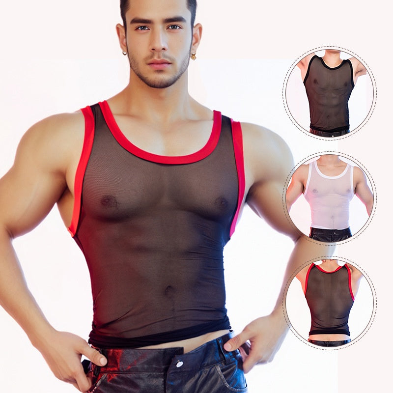 Hommes Sexy Form-fitting High-Stretch Léger et respirant Tank Top
