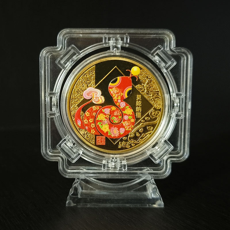 Snake Année Commemorative Médaille Couleur Or plaqué Argent plaqué