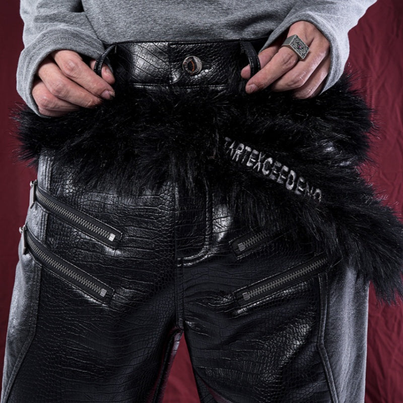 Ceinture de fourrure brodée à lettre créative et polyvalente