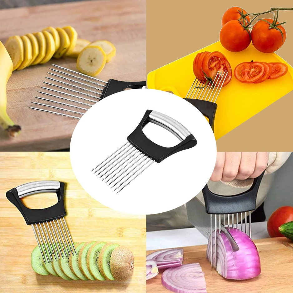Support d'oignon en acier inoxydable & Slicer Veggie - Cutter de sécurité multi-usages pour les tomates