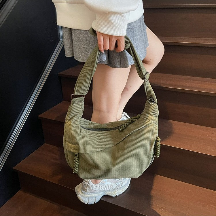 Sac à épaule polyvalent simple de couleur solide