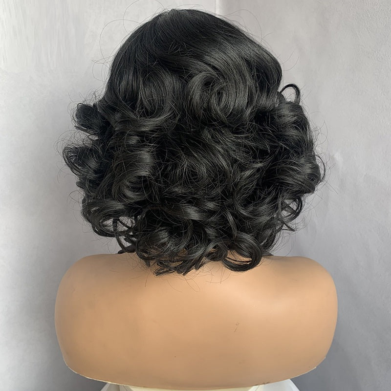 Dentelle Parted Egg Curl Big Wave Perruque synthétique Femme Tête
