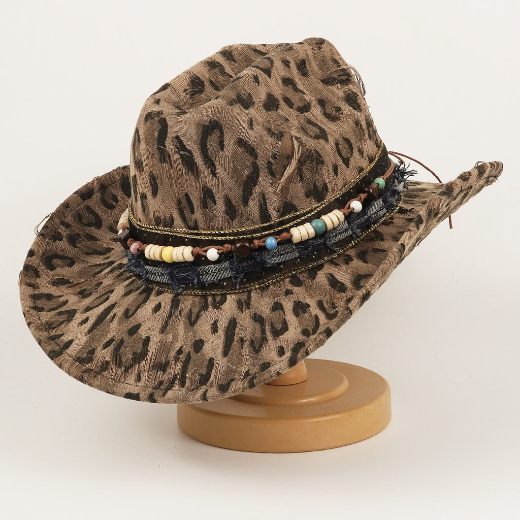 Chapeau en laine de style ethnique féminin Leopard