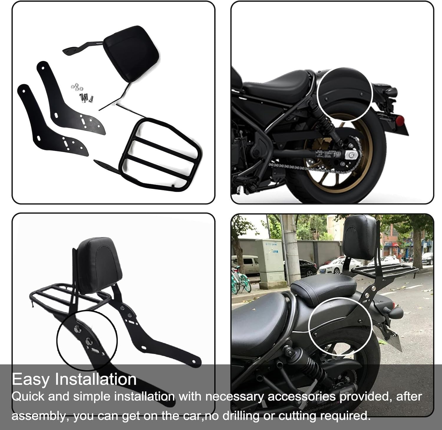 Sac à bagages Cargo Mount Backrest Lazyback Pad Sissy Bars pour R Ebel CMX 300 500.