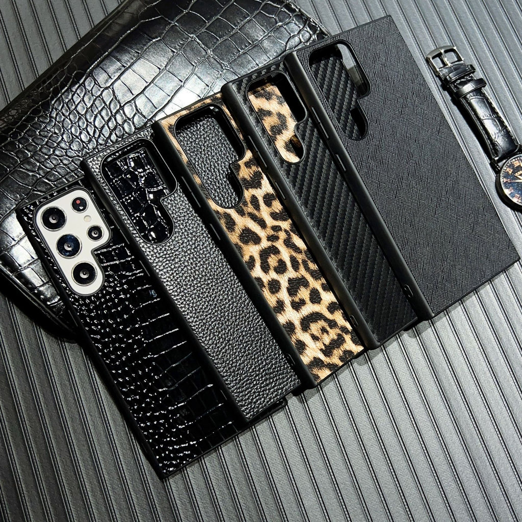 Boîtier de protection de téléphone portable noir simple en cuir d'affaires