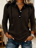 Anno's Auto-développé Européen et American Women's Fashion Casual Waffle Knit Hooded Swea