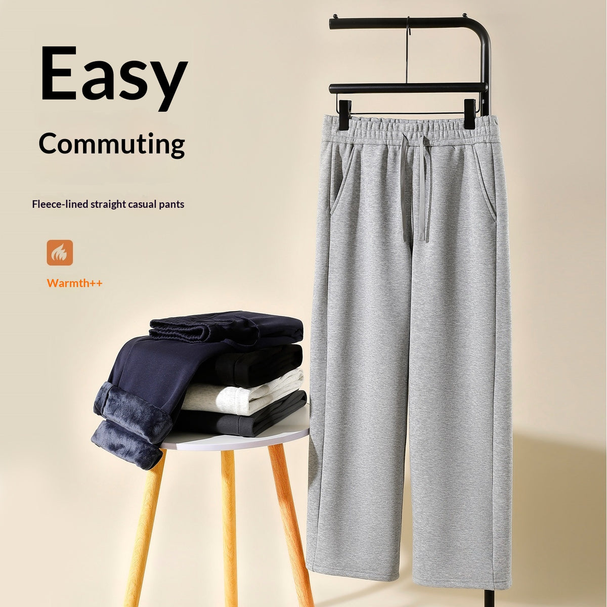 Pantalon casual chaud doublé de polaire d'hiver pour hommes