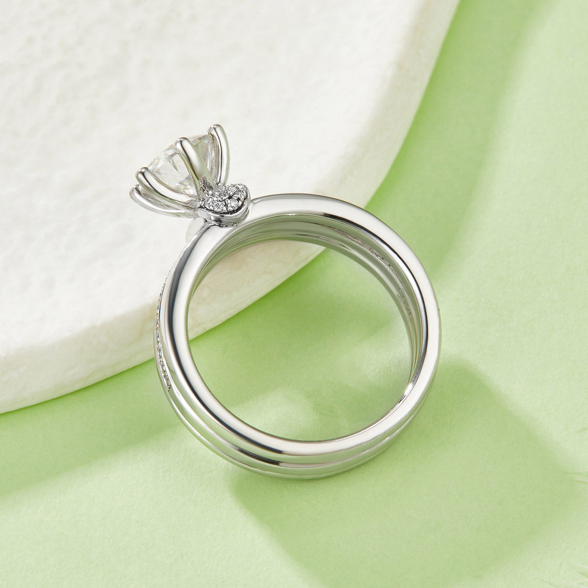 S925 Argent Sterling 1ct D Couleur VVS1 Anneau en Moissanite Set 6,5mm Pierre Platine plaqué GRA