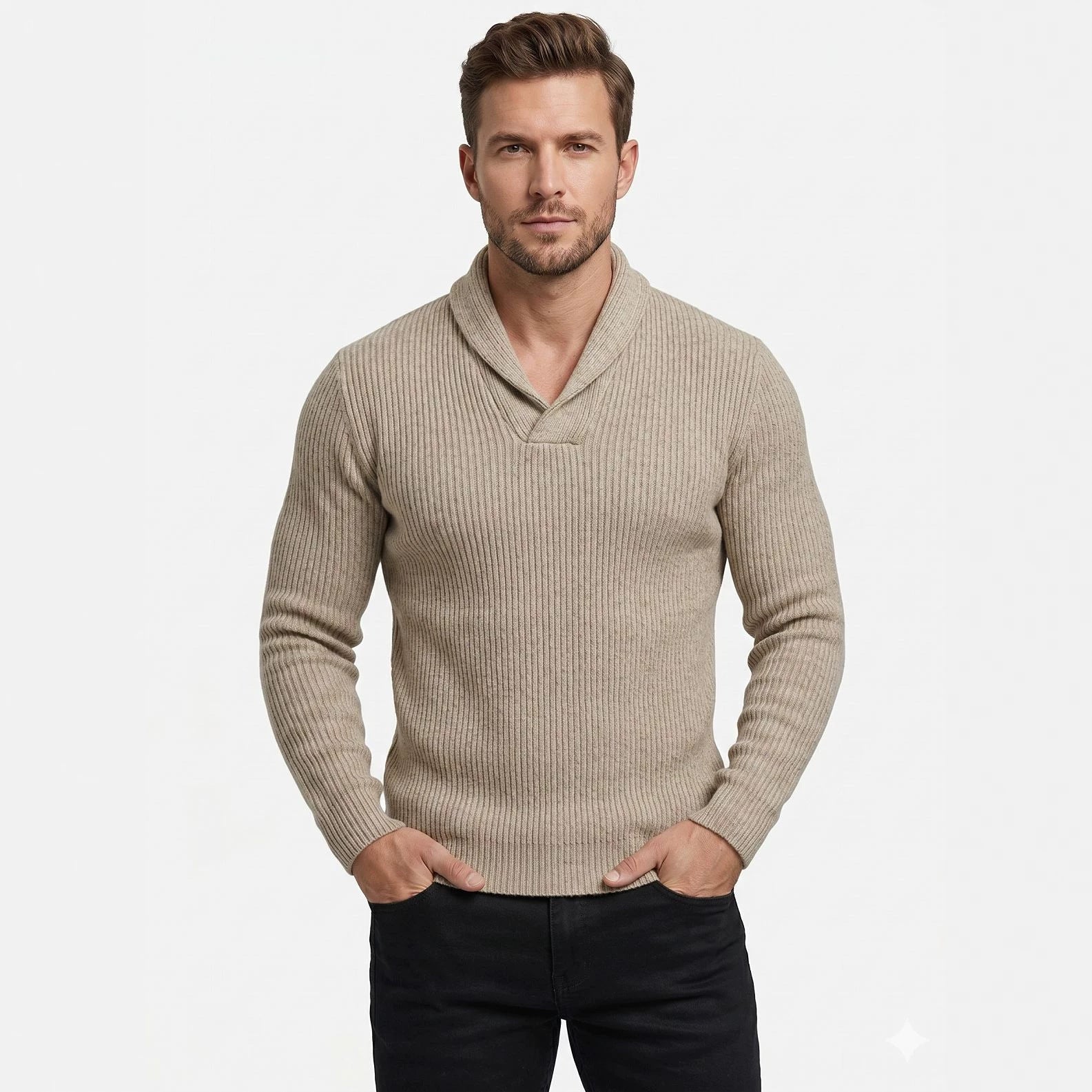 Homme Manches longues col V Slim-fit Sweater tricot