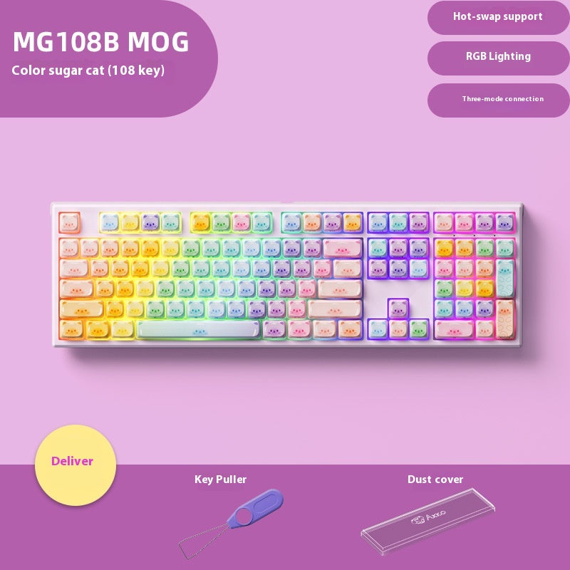 Clavier mécanique de chat de sucre coloré Le troisième examen Mock Bluetooth
