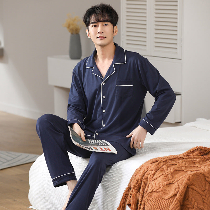 Pyjama Modal Men's Spring and Autumn Long Sleeve Cardigan Suit