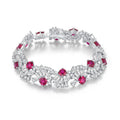 S925 Argent Sterling 5mm Lab-Grown Emerald Ruby Saphir Bracelet de tennis 16.5cm 14 Pierres