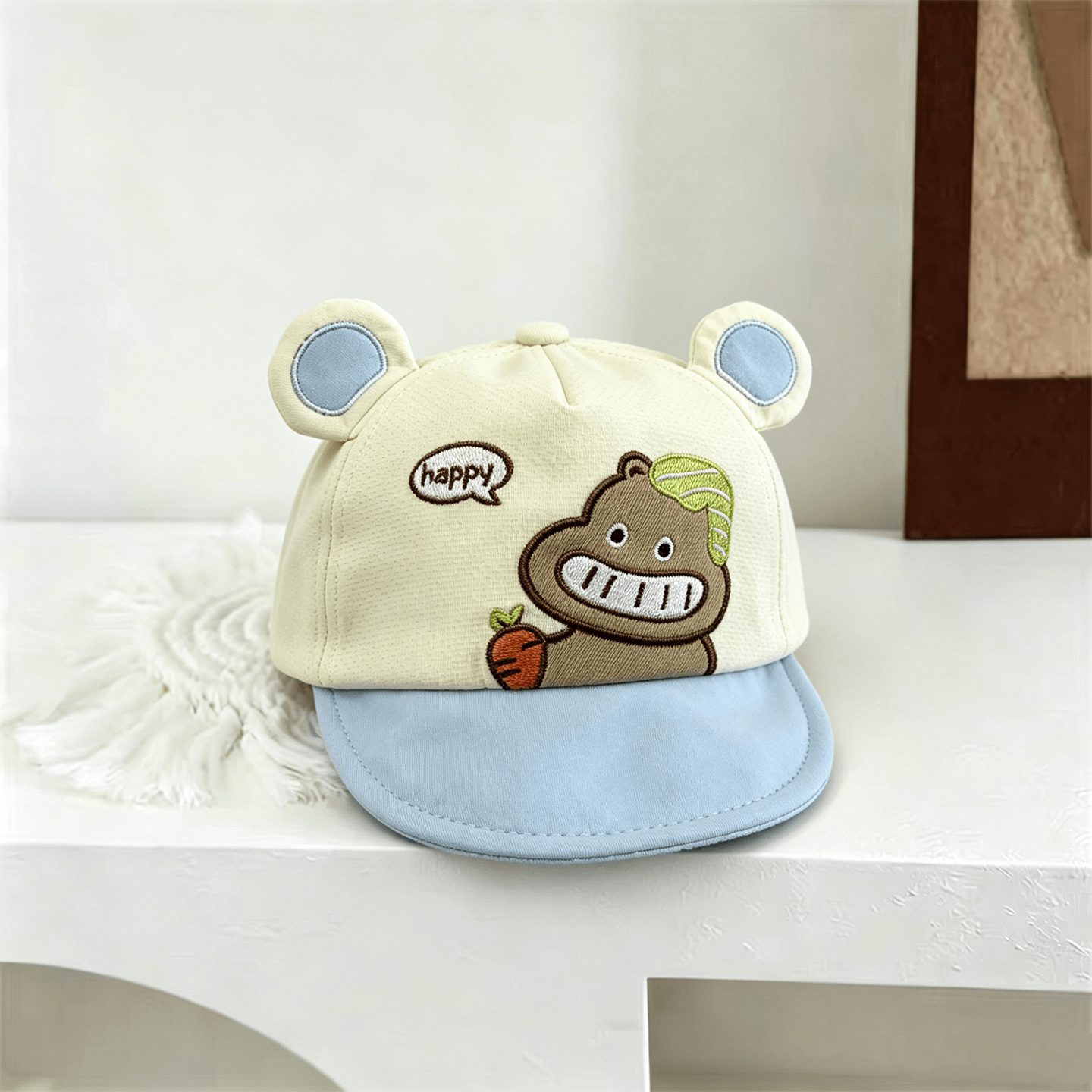 Caricature ronde en trois dimensions Bébé Hippopotamus Casquette de baseball souple Brimmed avec Lette
