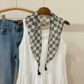Écharpe de Triangle de Tassel en Plaid Floral léger