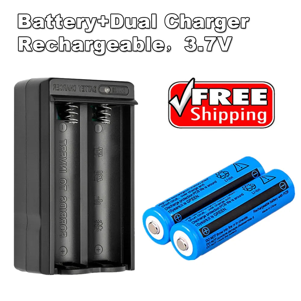 Batterie 3000mAh 3.7V Batteries Li-ion rechargeables pour chargeur laser et double torche