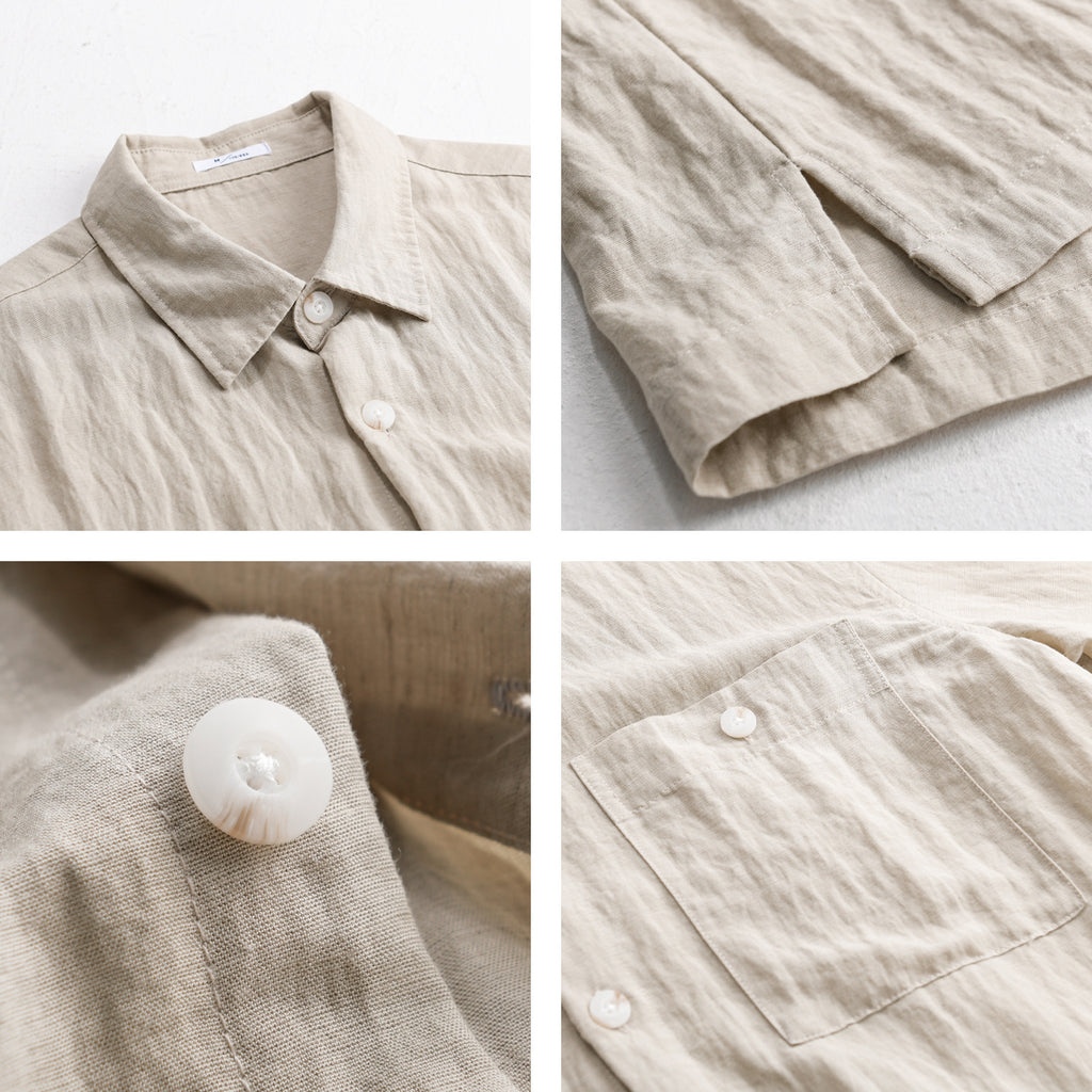 Chemise en lin manches longues pour hommes Blouse détendue
