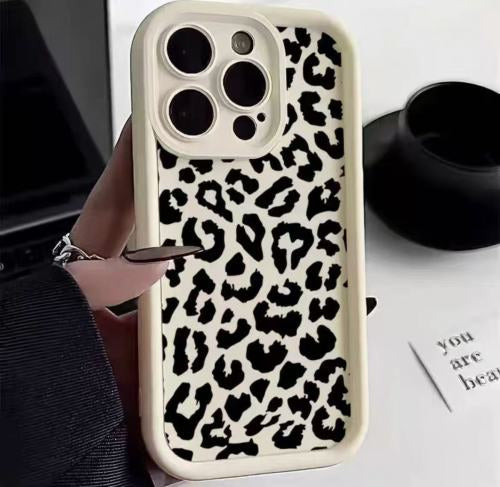 Nouveau boîtier de téléphone imprimé Leopard noir