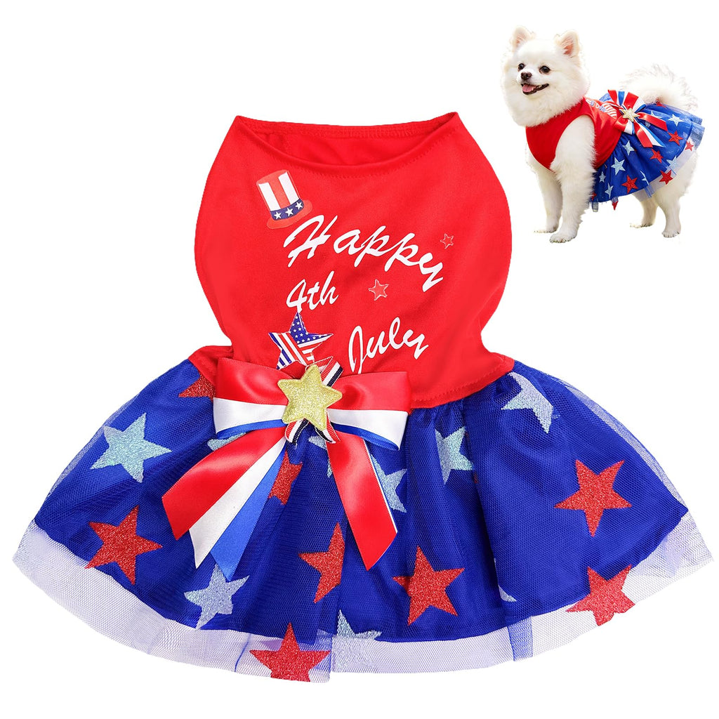 Dog Tulle robe indépendante Jour patriotique Stars Dog Outfit Sparkly Pet robe de vacances avec