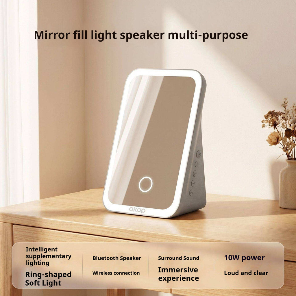 KP-863 Portable Bluetooth Haut-parleur Maquillage miroir avec Fill Light Compact Desktop HD miroir