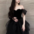 Robe de soirée noire Léger Luxury Minority style français Pettiskirt