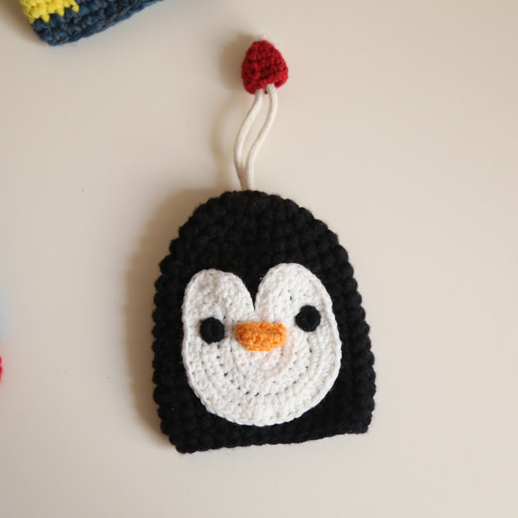 Couvercle de protection tissé à la main pour le sac à clé tricoté mignon de dessin animé
