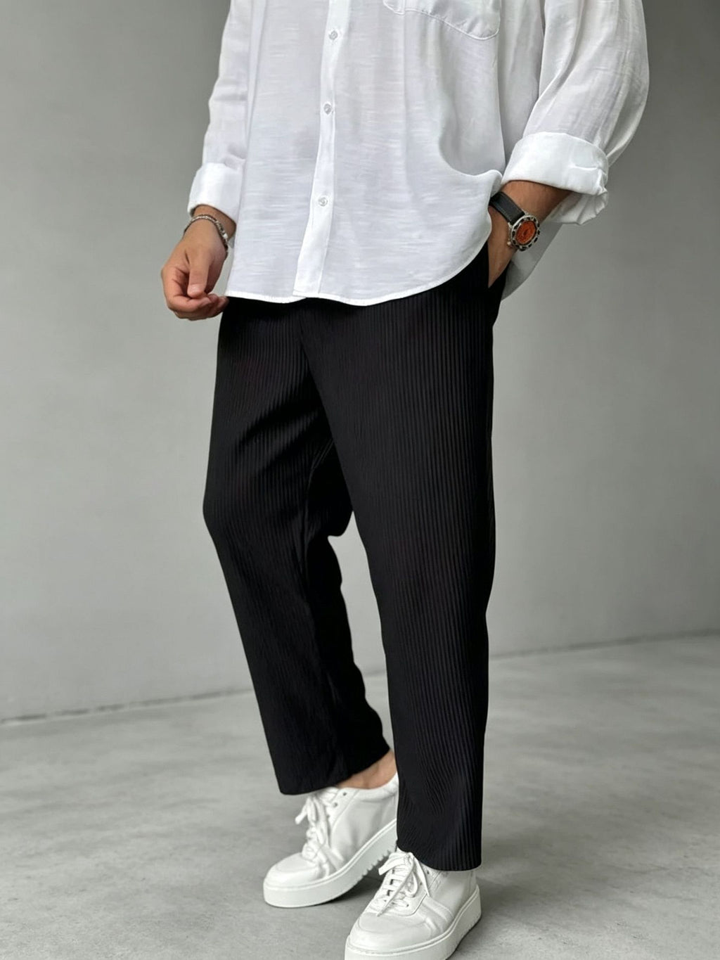 Pantalons décontractés à jambe droite pour hommes