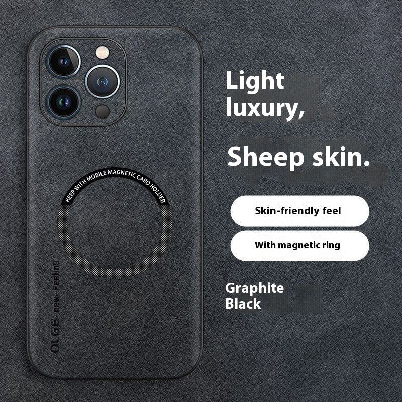 Magnetic Sheepskin Étui de téléphone d'affaires tout compris résistant à la chute
