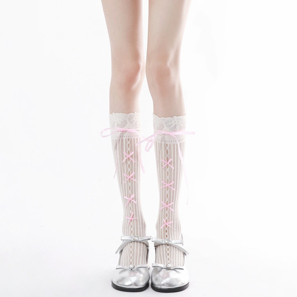 Chaussettes en dentelle de Mesh avec cravates