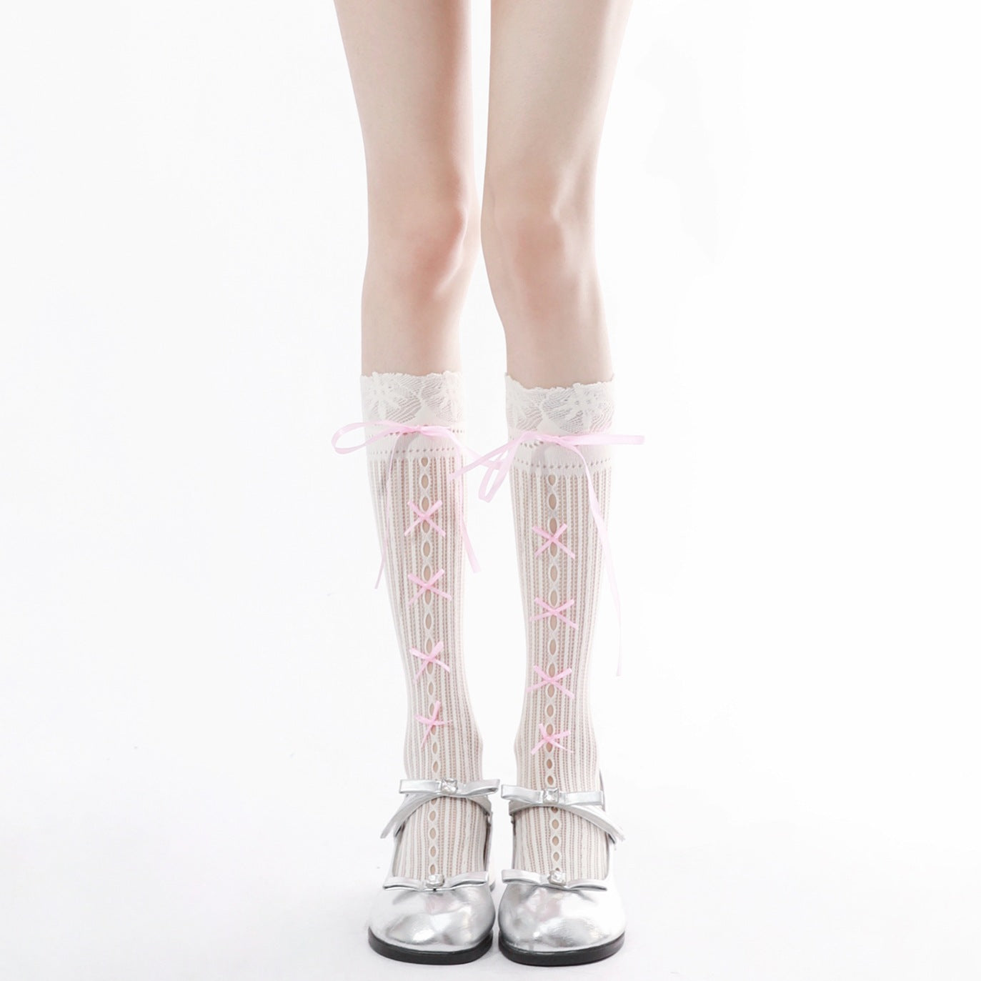 Chaussettes en dentelle de Mesh avec cravates