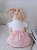 Robe pour animaux de compagnie-Plaid-pink-m-polyester-1 pièce