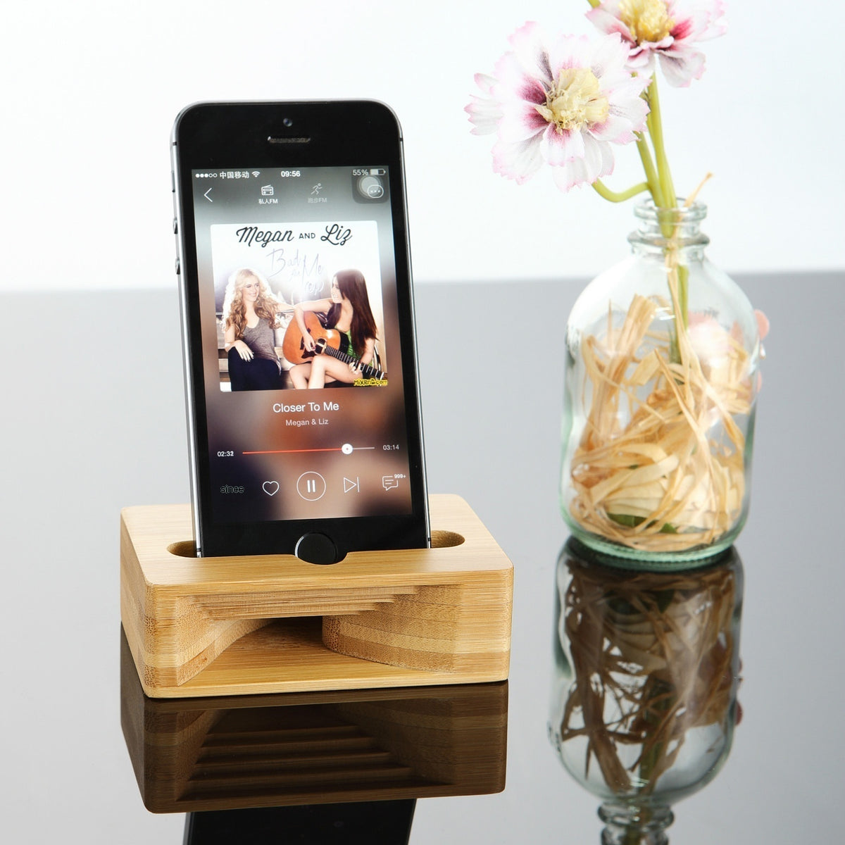 Amplifieur de son de téléphone mobile Support de bureau en bois Lazy