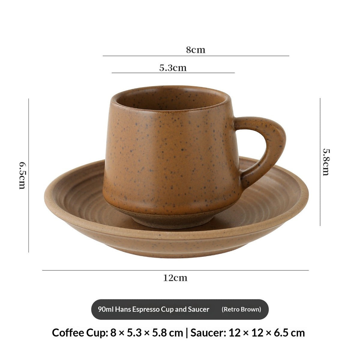Élégante et créative en pierre rustique Latte Art Retro Cup and Saucer Set en céramique
