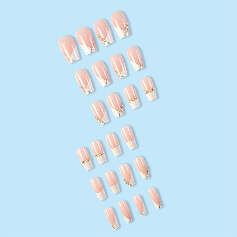 24 pièces de cercueil court en forme d'ongles artificiels français en forme de cercueil