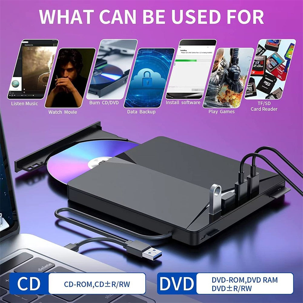 7 In1 USB externe 3.0 DVD CD RW lecteur de lecteur de graveur lecteur pour ordinateur portable