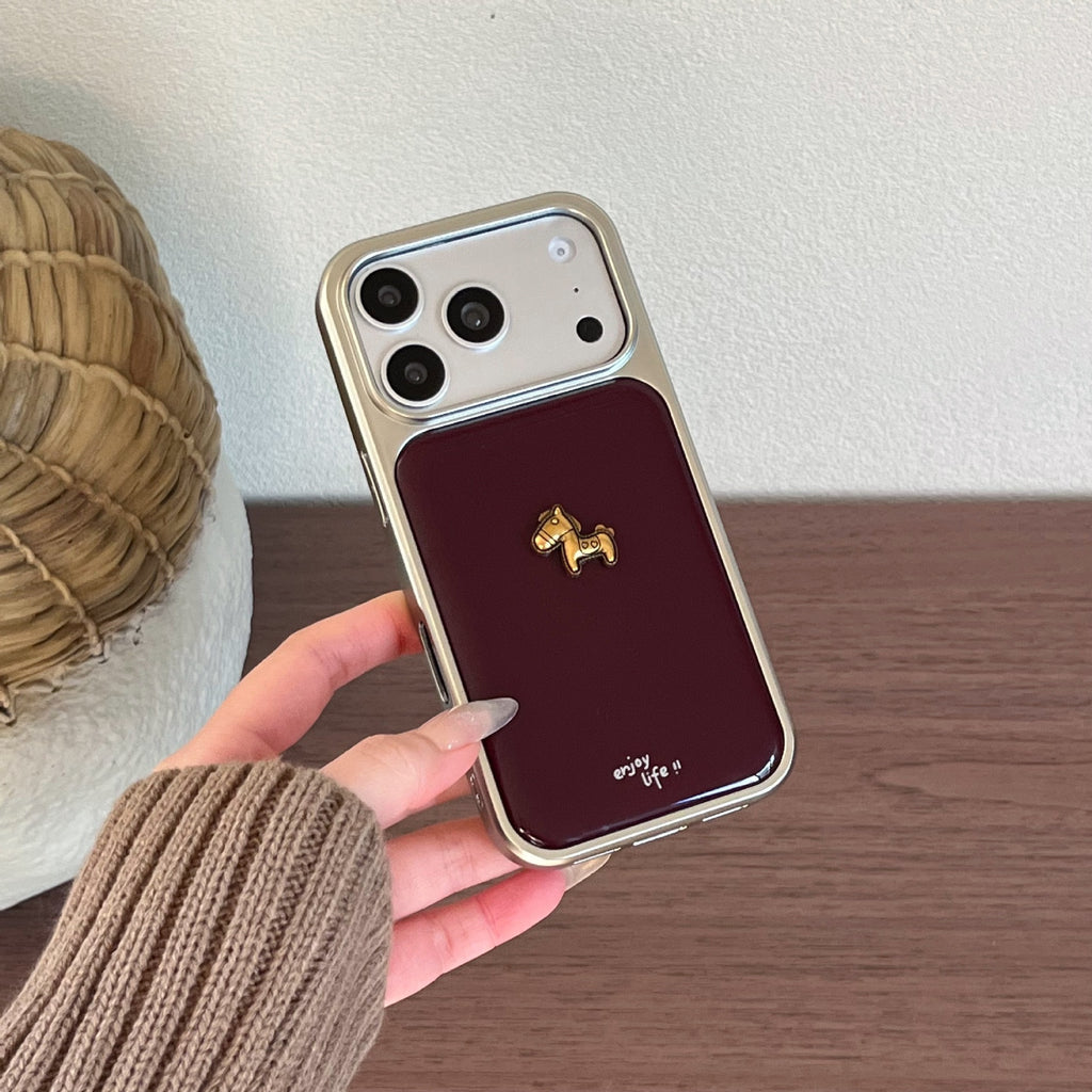 Ins Minimalist Étui téléphonique anglais rouge vin