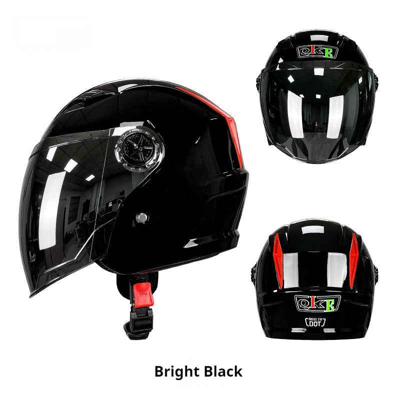 Trois-quarts Casque Commerce extérieur Moto de voiture électrique Quatre saisons Universal ABS Helm