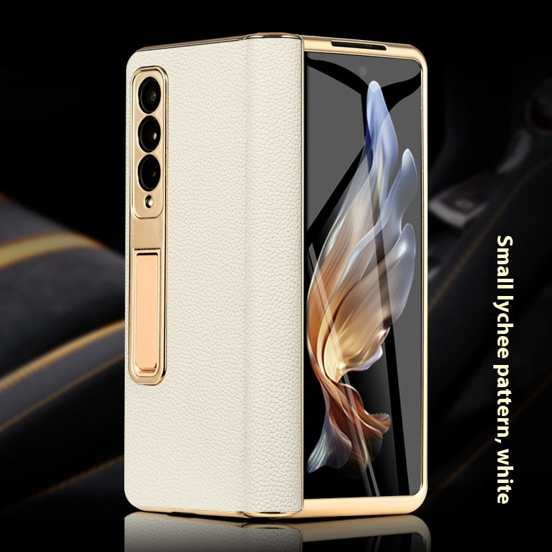 Étui de téléphone en cuir véritable F pliable écran amélioré anti-chute