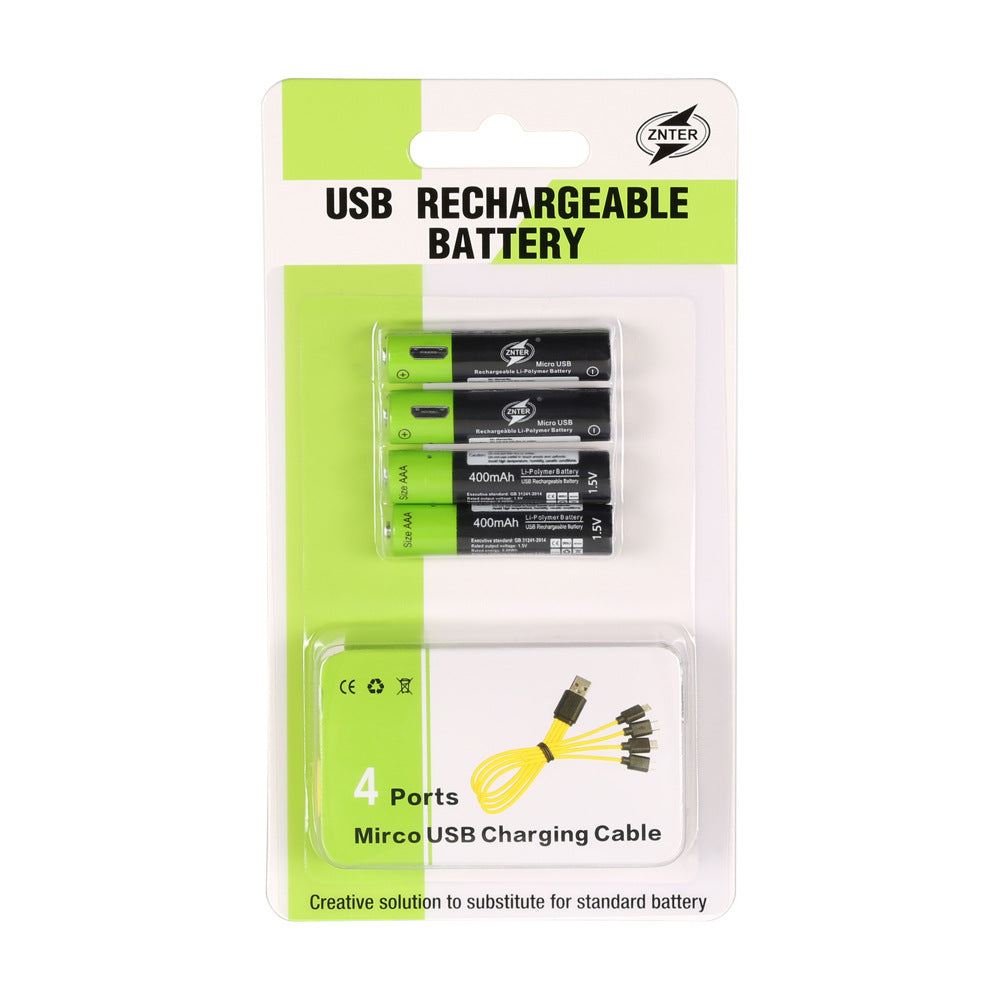 Batterie Lithium rechargeable USB No.5 1.5V Quatre sections Un ensemble de câbles de charge des quatre Drag