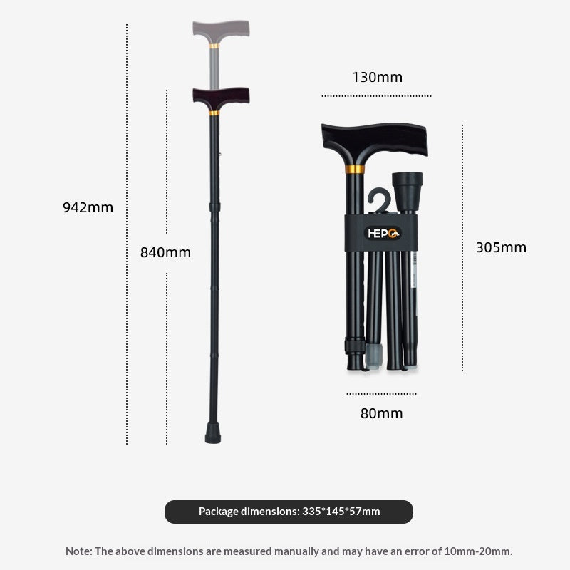 Lightweight folding non-slip cane
