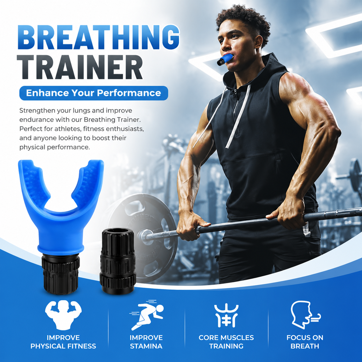 Lung Flexer Portable Lightweight Breathing Exercise pour les athlètes-Professional Respiration