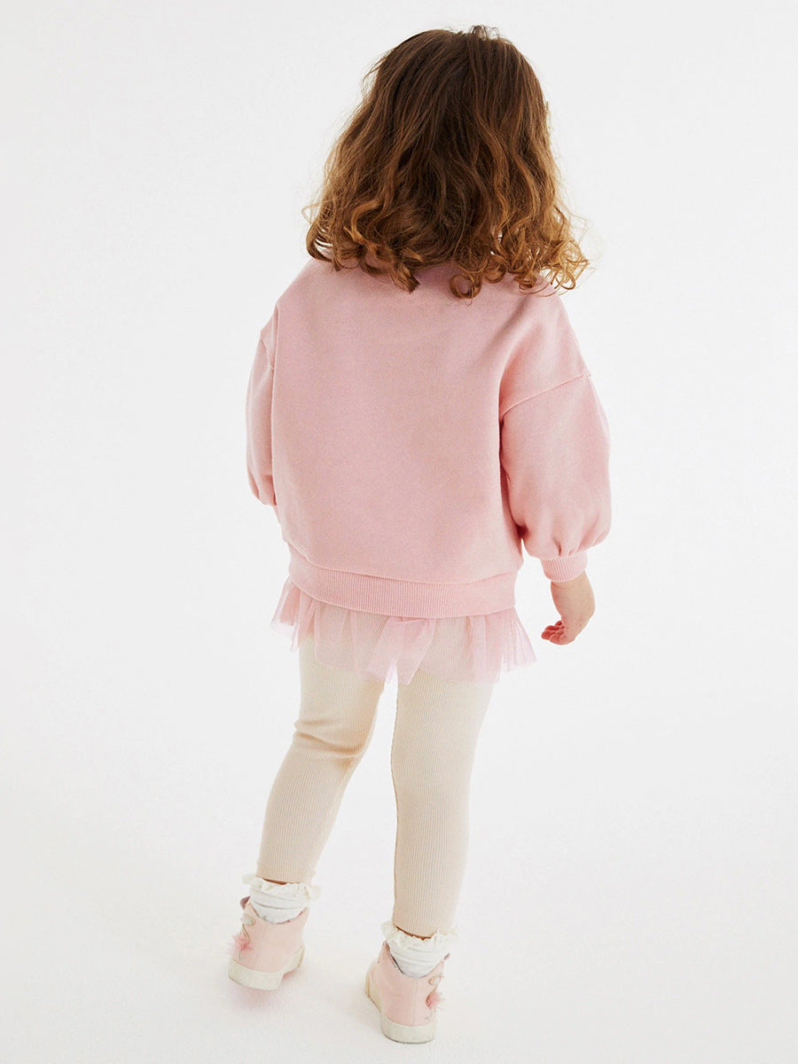 Filles Long Sleeve Top and Pantalons Set - Casual Confortable deux pièces Outfit pour les enfants Daily W