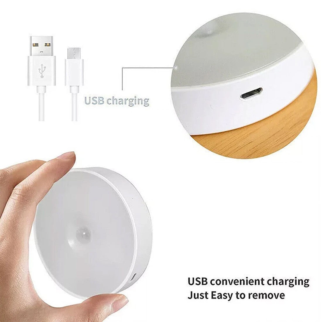 Capteur lumière LED Motion PIR USB rechargeable Armoire portable lampe de nuit