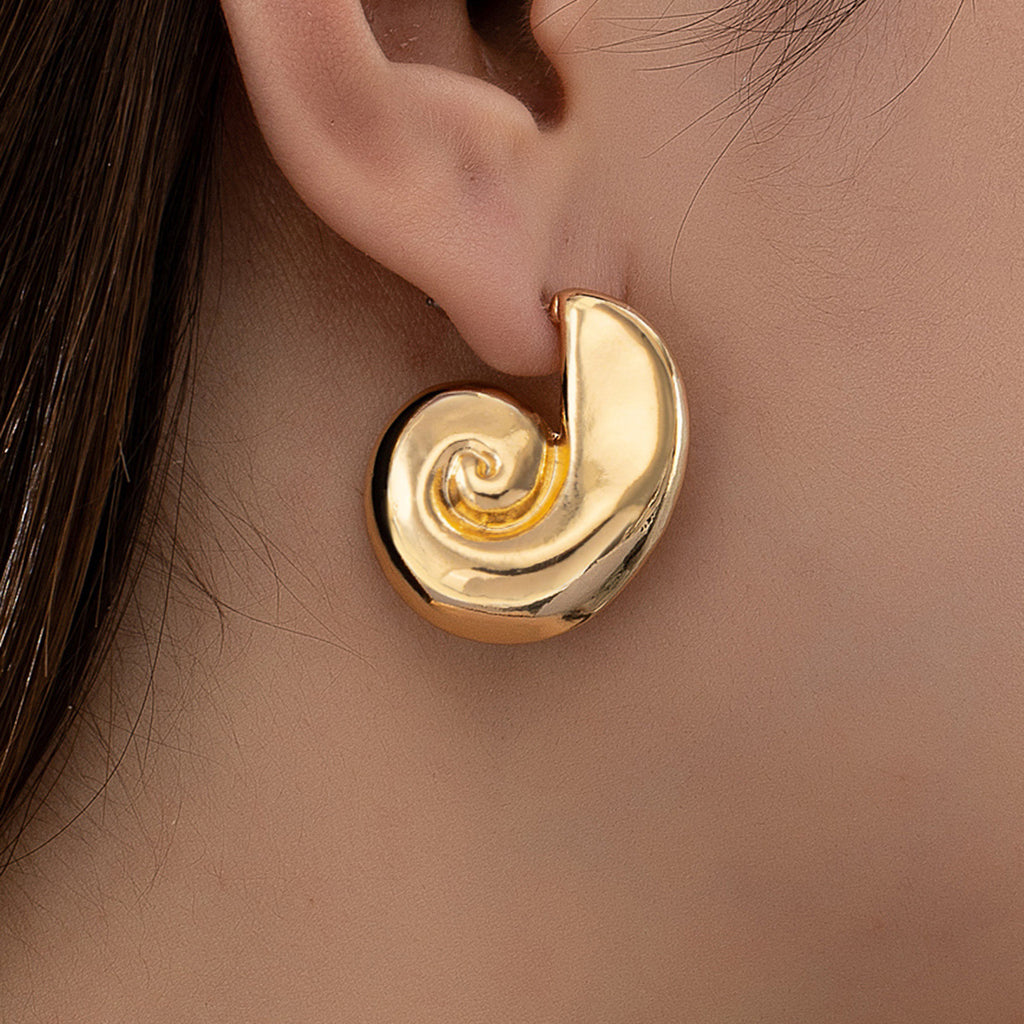 Boucles d'oreilles Convex Spiral - European American Middle Eastern Style Hoop Drop Studs