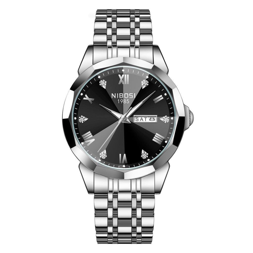 Montre bracelet en acier pour homme Quartz Lumineux étanche