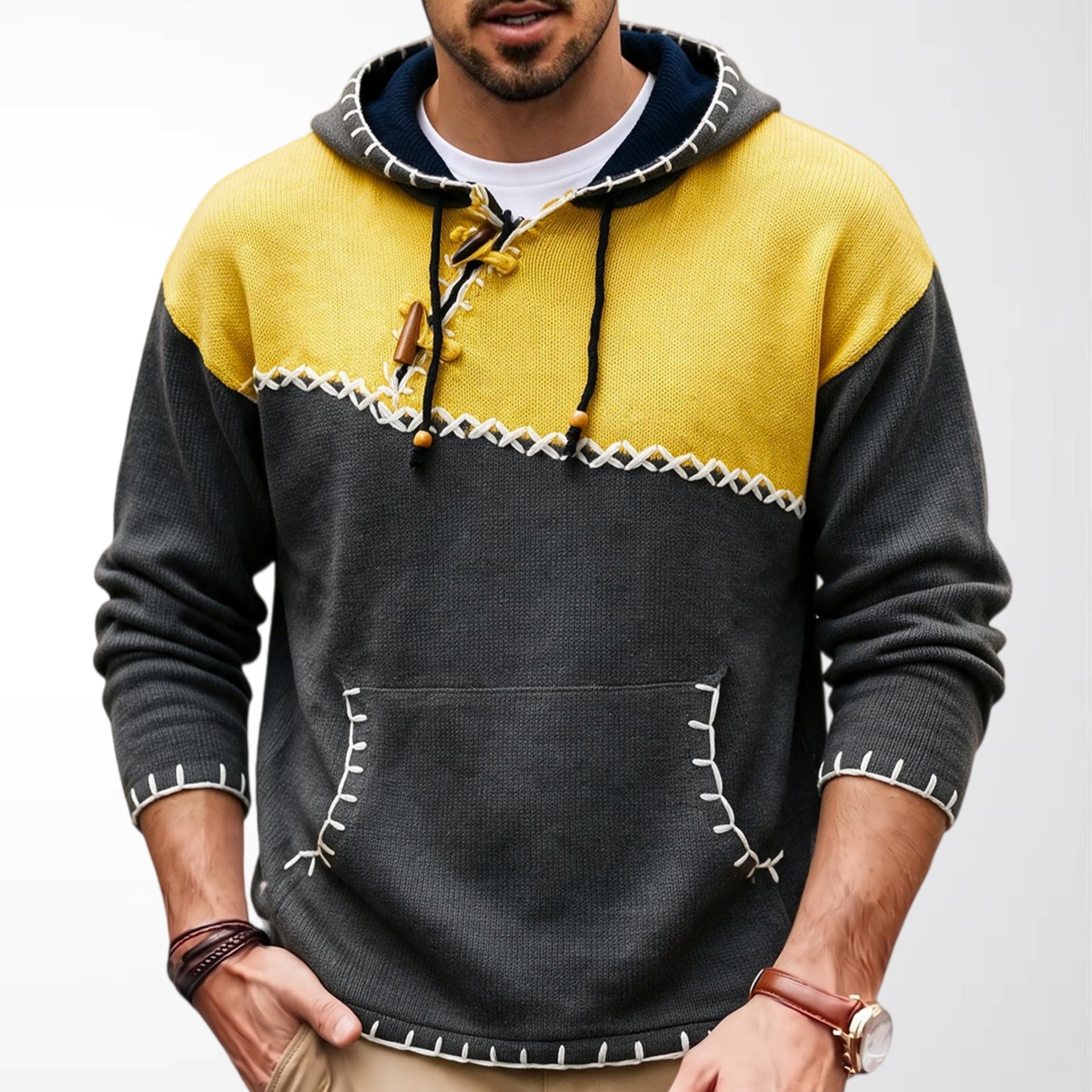 Hommes Color-Block Pull à capuche à capuchon