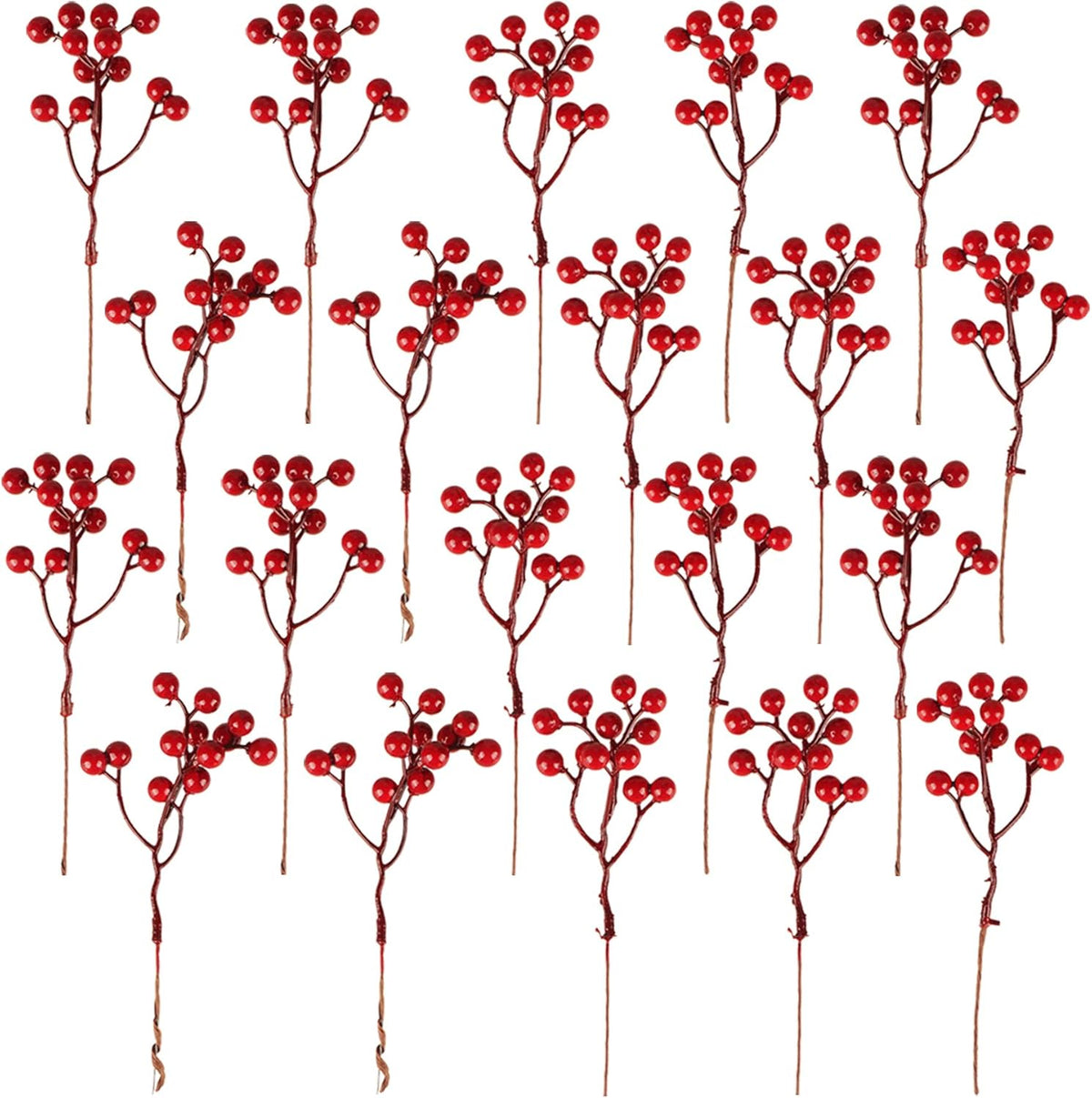 Feuilles artificielles de baies rouges 20 PCS 7,1 pouces