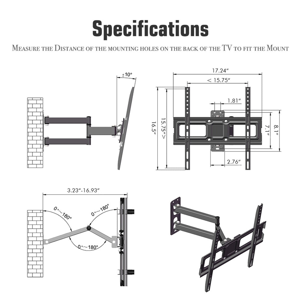 32-65 pouces Single Pendulum Small Base TV Stand TMXD-103 roulement de charge 35KG